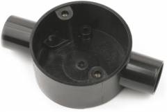 Univolt Circular Junction Box, Through 2 Way Box, Black 20mm